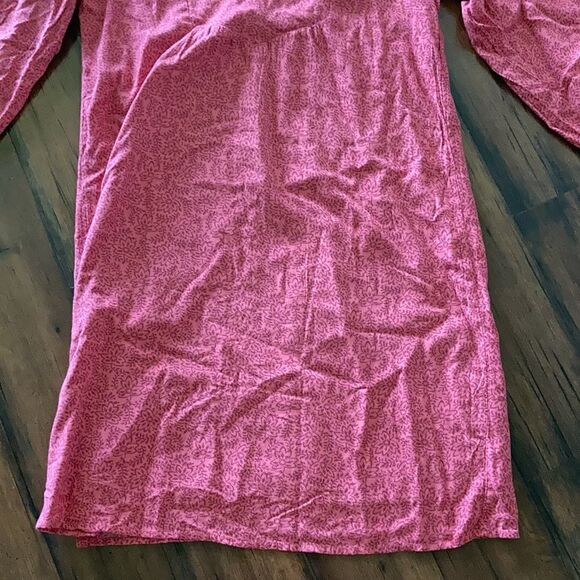 Gap Bib Dress Split Neck Swing Style Pink Floral Print Puffy 3/4 Sleeve XS - Picture 6 of 9